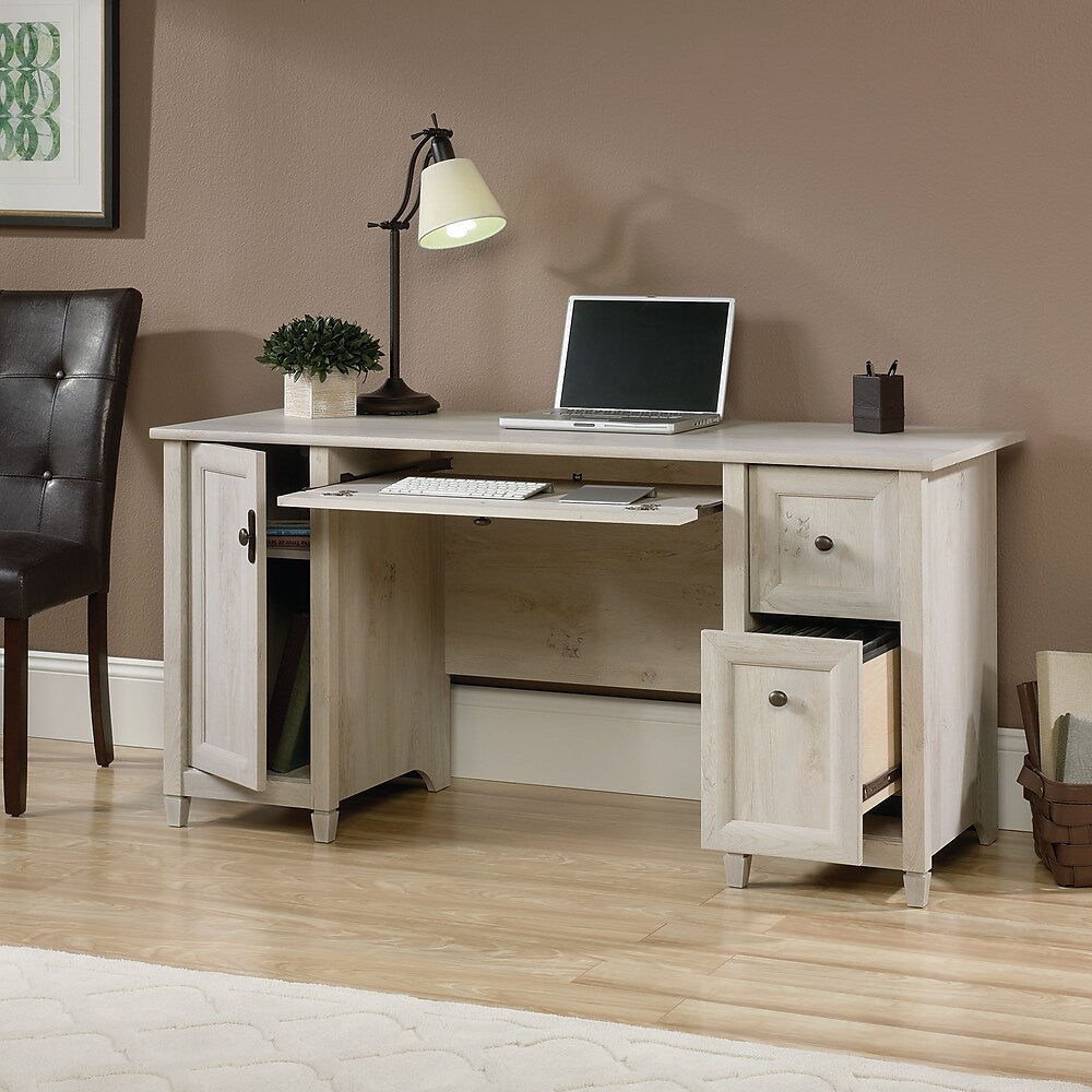 Sauder 59"W Edge Water Desk Chalked Chestnut