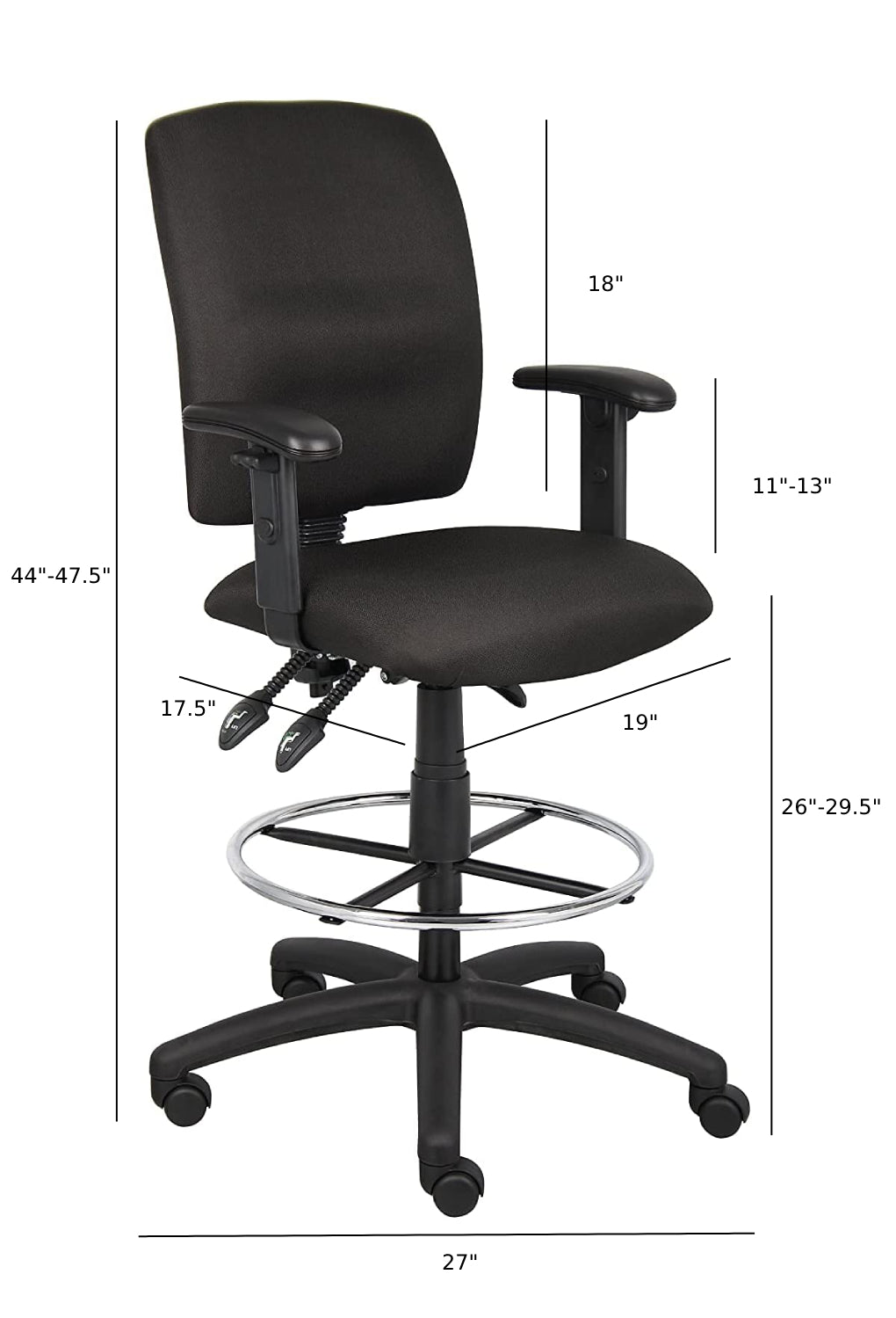 Nicer Interior Multi-Function Fabric Drafting Chair Black