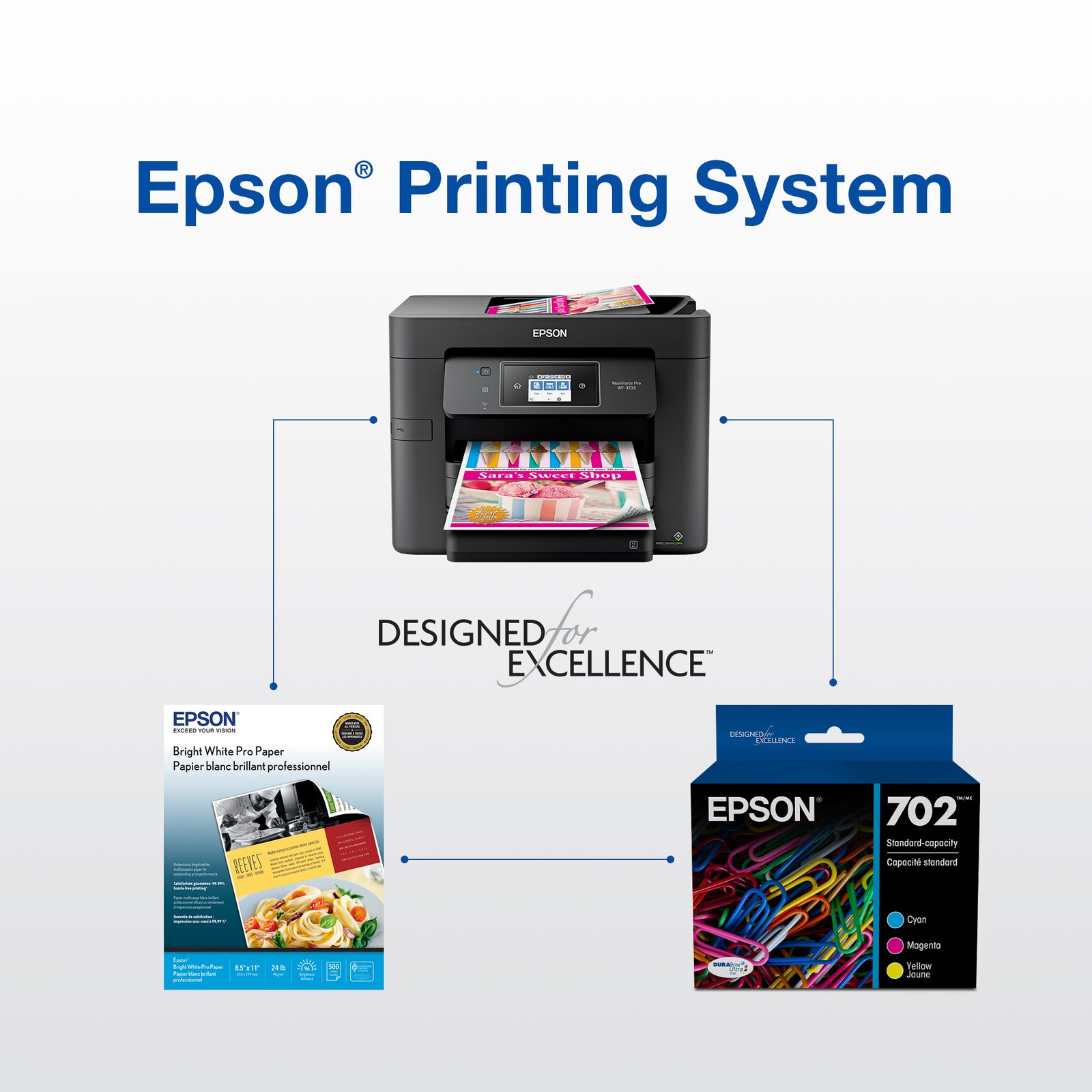 Epson 702 Ink Cartridge Combo Pack Standard Capacity Cyan/Magenta/Yellow