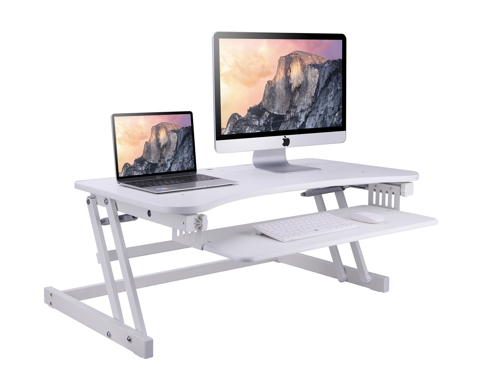 Rocelco 37" DADR Deluxe Extra-Wide Sit To Stand Adjustable Desk Riser White