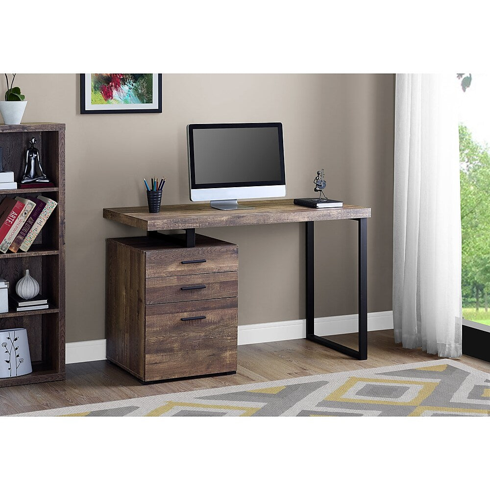 Monarch Specialties 7408 48" Computer Desk Brown Reclaimed Wood/Black Metal