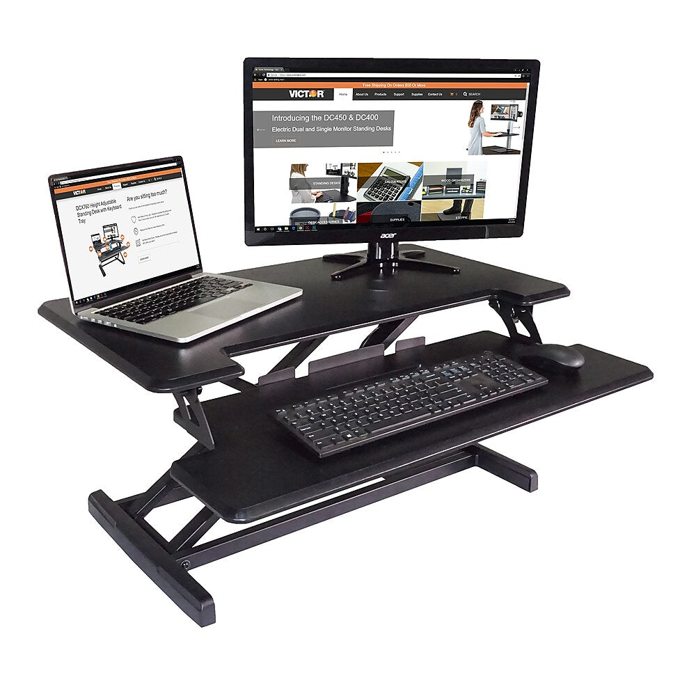 Victor Height Adjustable Compact Standing Desk with Keyboard Tray
