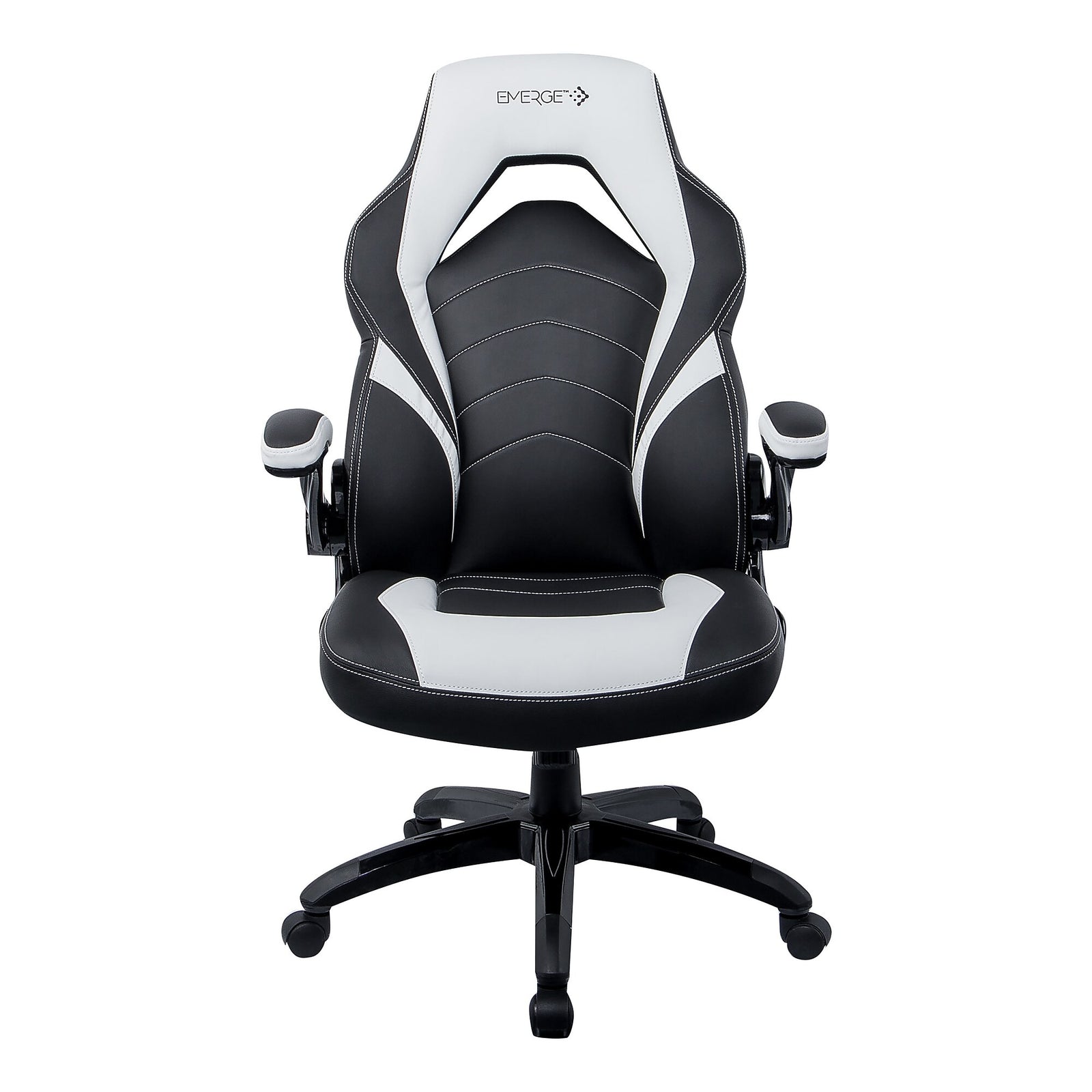 Emerge Vortex Bonded Leather Gaming Chair Black and White