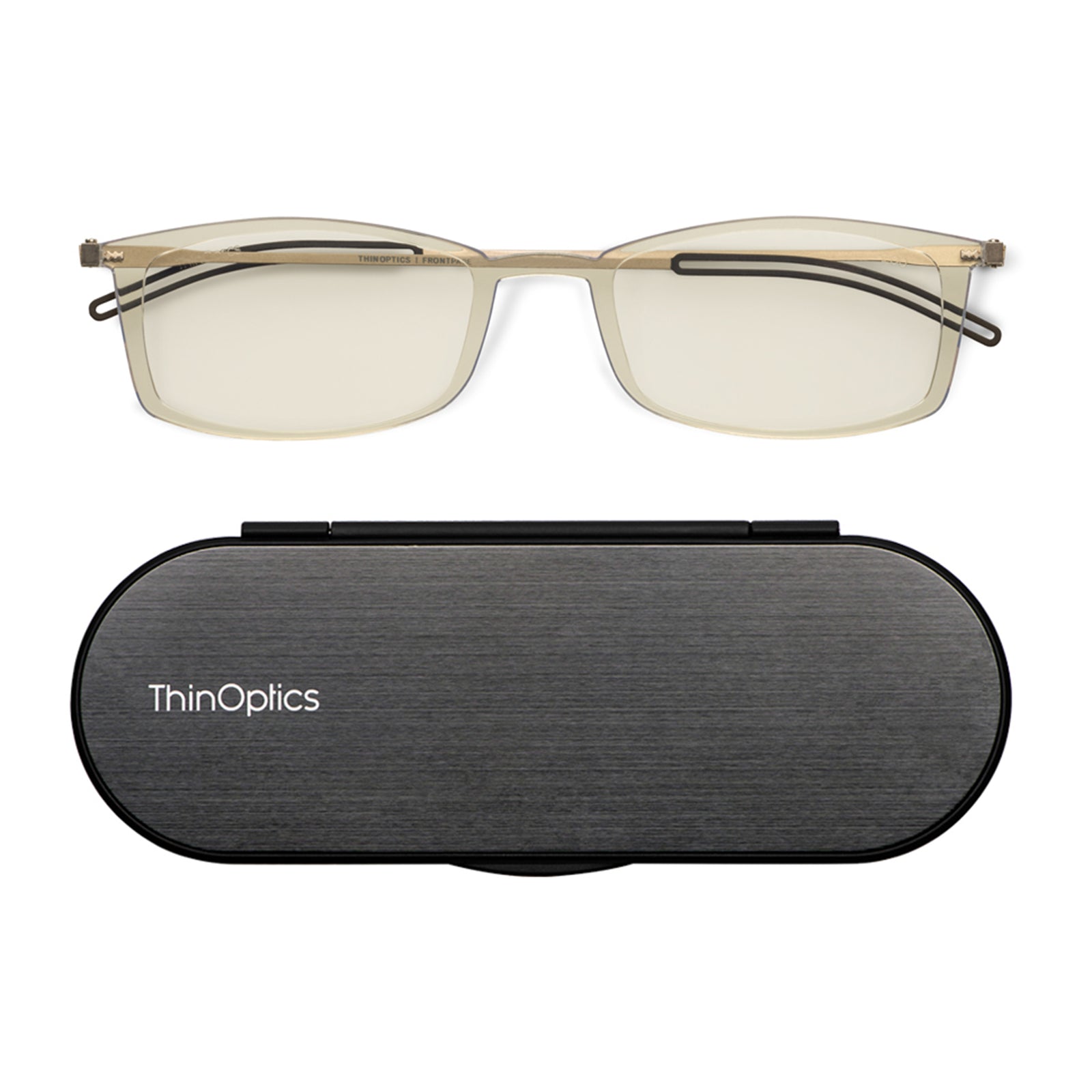 ThinOptics FrontPage Collection Glasses with Milano Black Case Clear