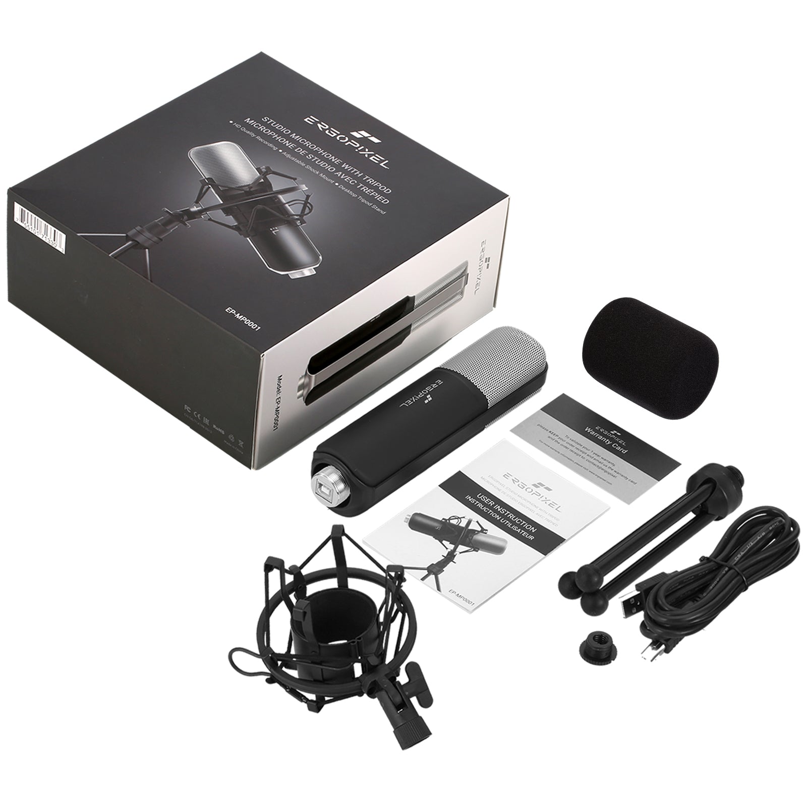 Ergopixel Studio Microphone with Tripod Black
