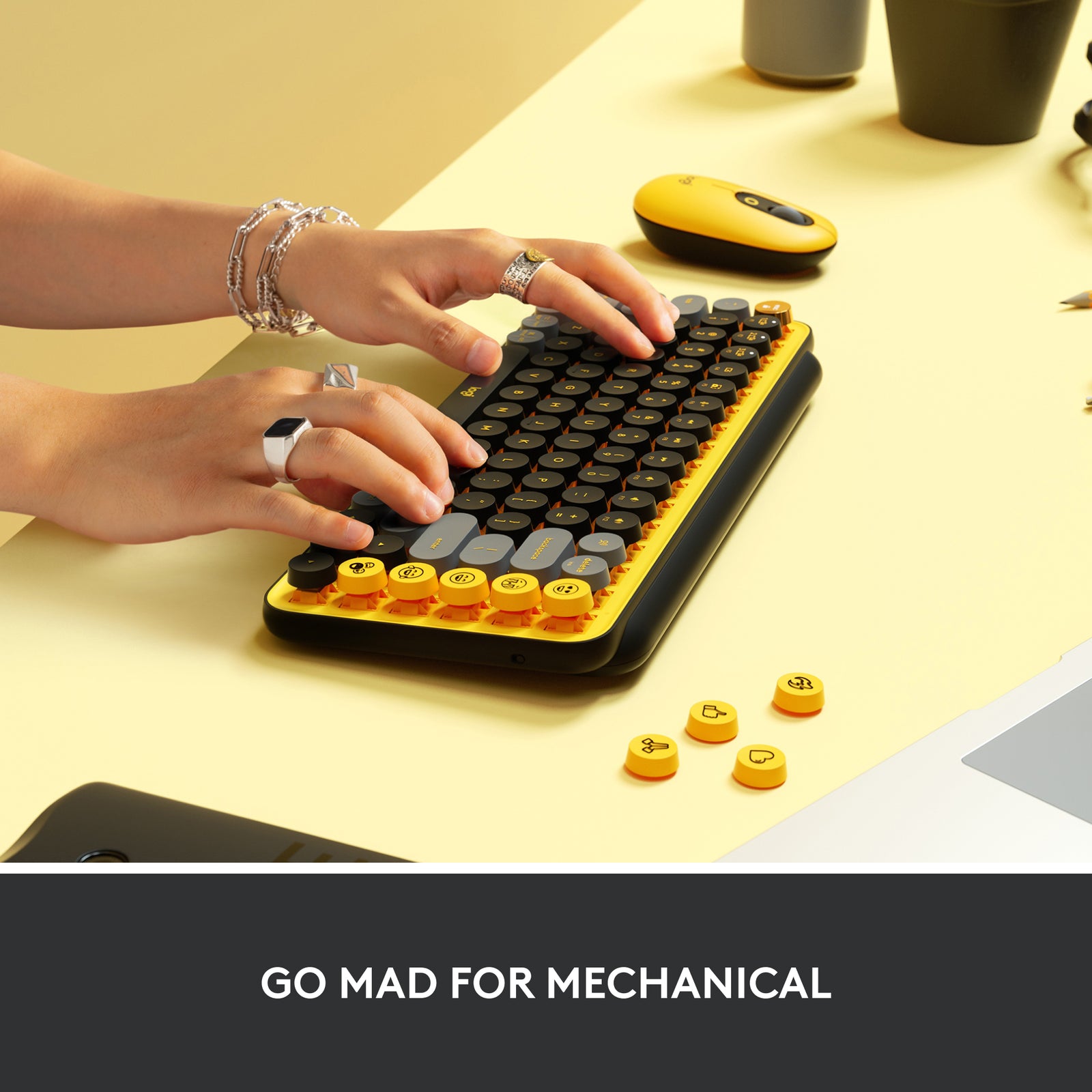 Logitech POP Keys Wireless Mechanical Keyboard 920-010707 Blast Yellow