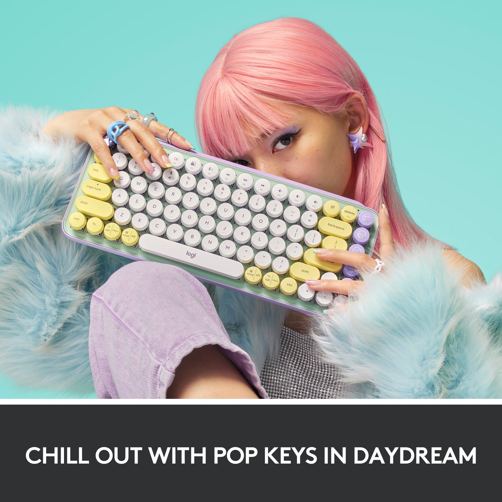 Logitech POP Keys Wireless Mechanical Keyboard 920-010708 Daydream Mint