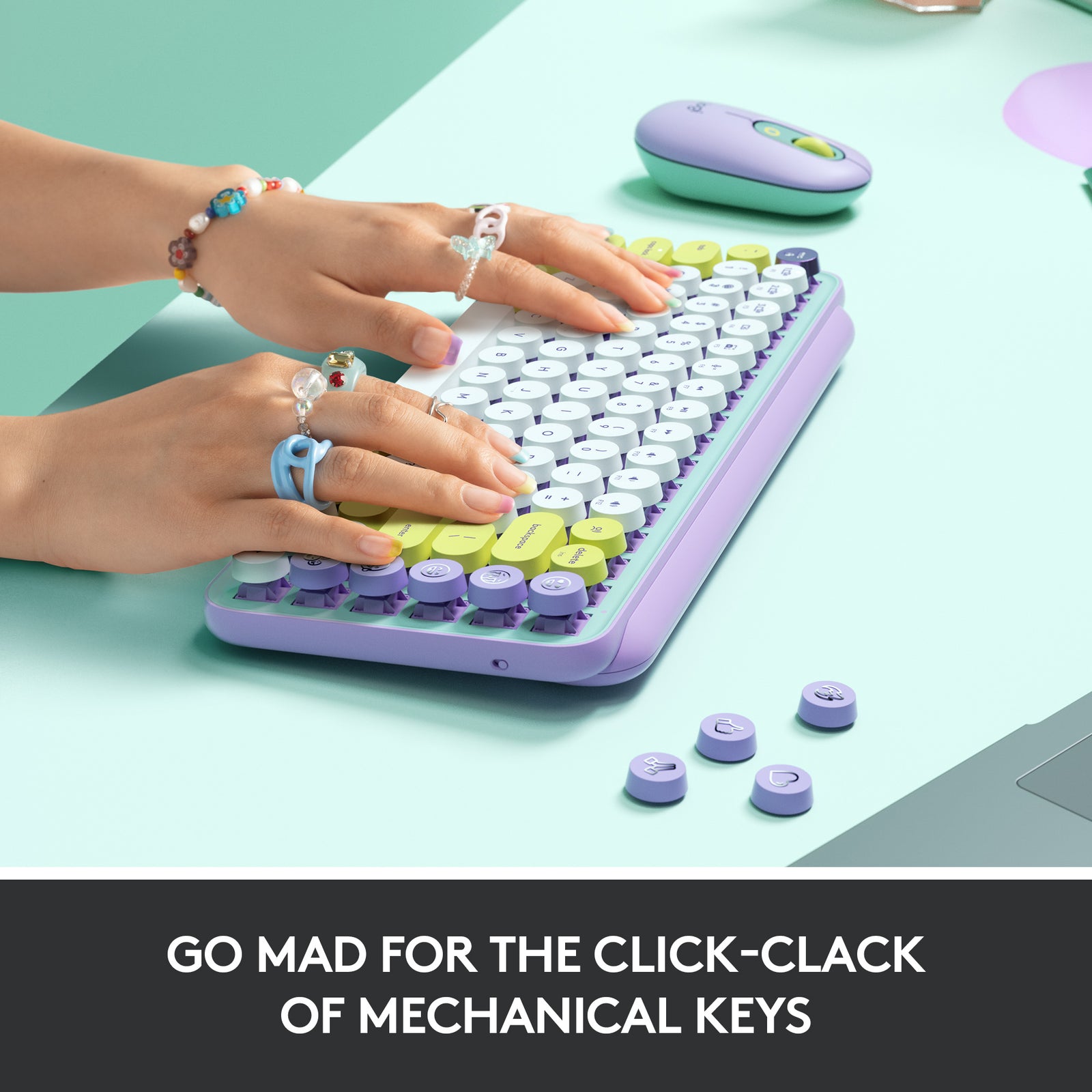 Logitech POP Keys Wireless Mechanical Keyboard 920-010708 Daydream Mint