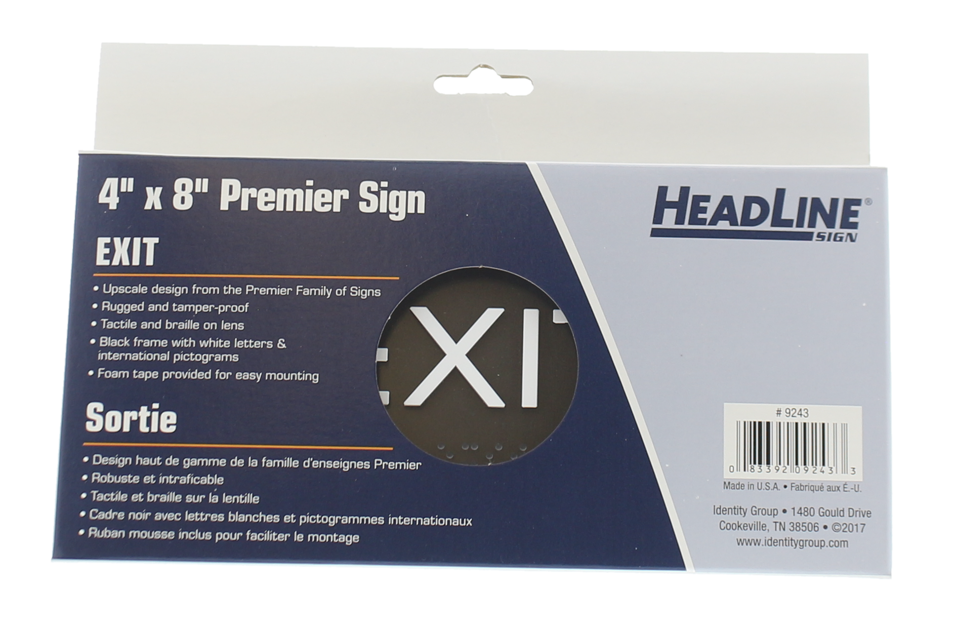 Headline Sign Premier EXIT Sign - 4" H x 8" L - Black