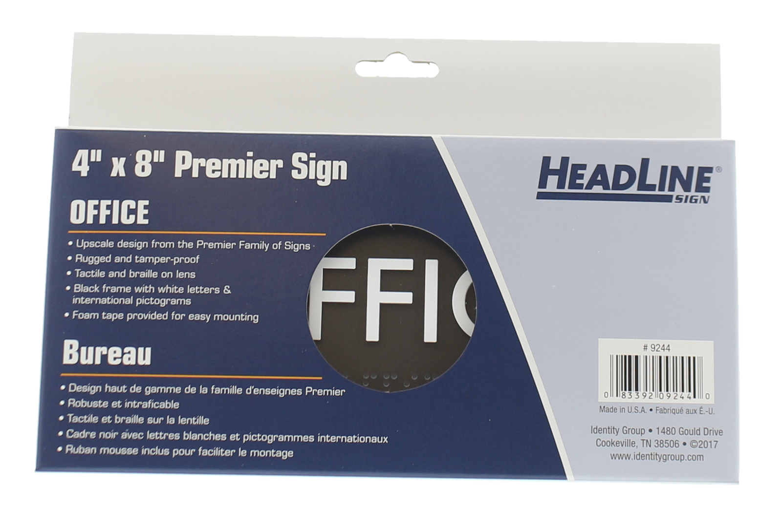 Headline Sign Premier OFFICE Sign - 4" H x 8" L - Black