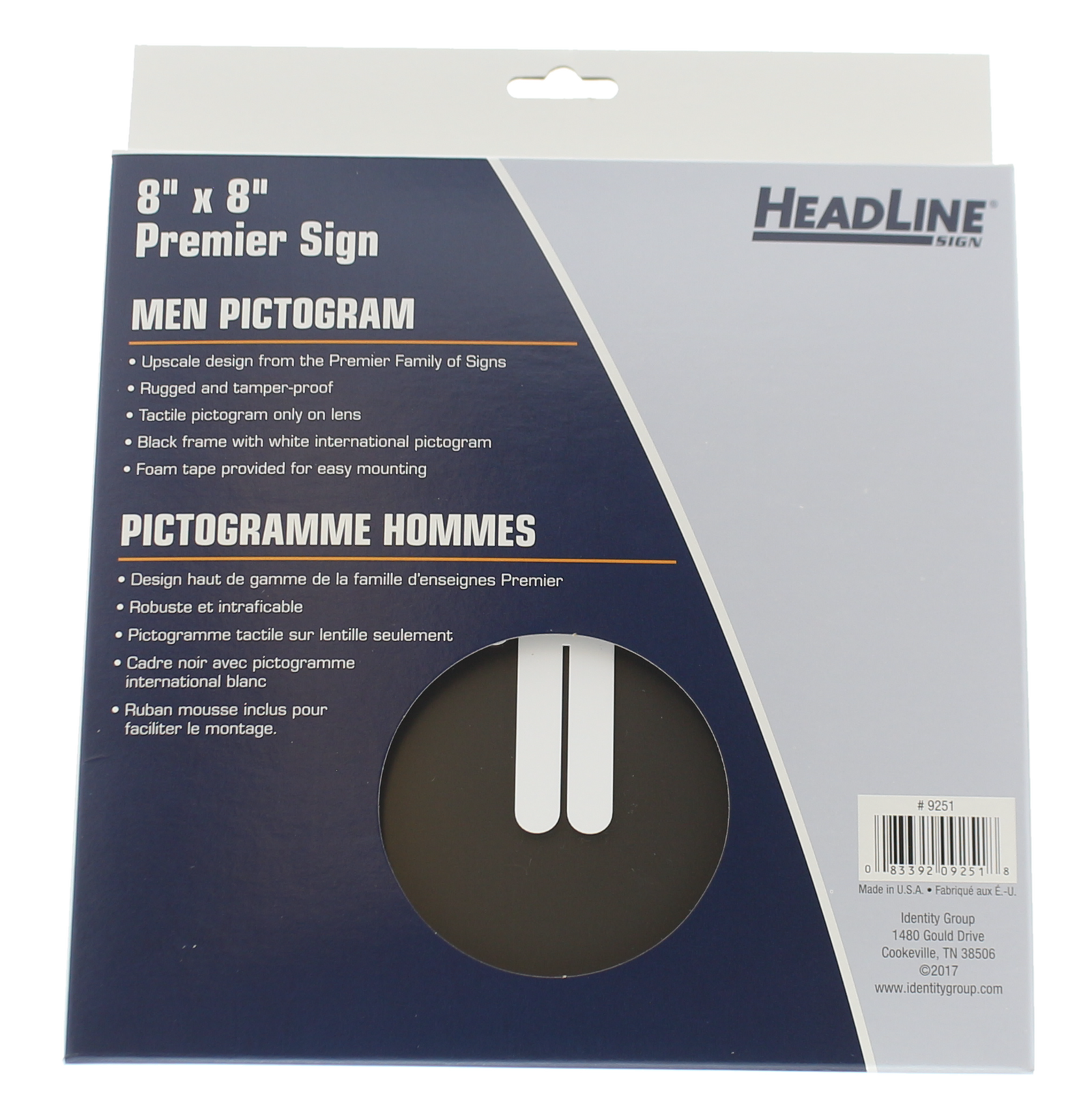 Headline Sign Premier MEN Restroom Sign - 8" H x 8" L - Black