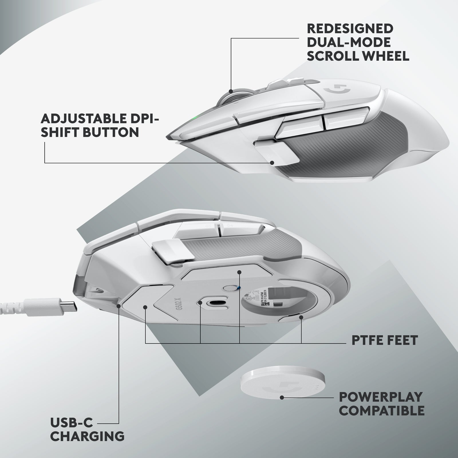 Logitech G502 X Lightspeed Wireless Gaming Mouse White