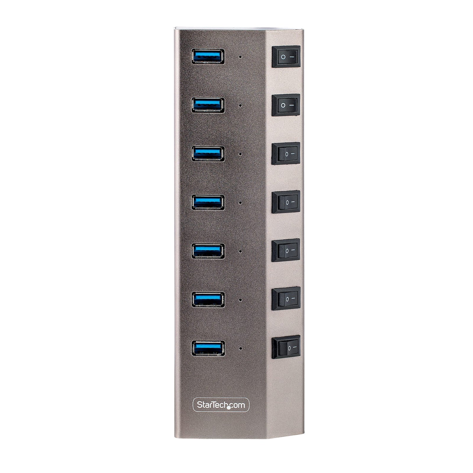 StarTech 7 Port Self Powered USB Hub with Individual On/Off Switches Space Gre