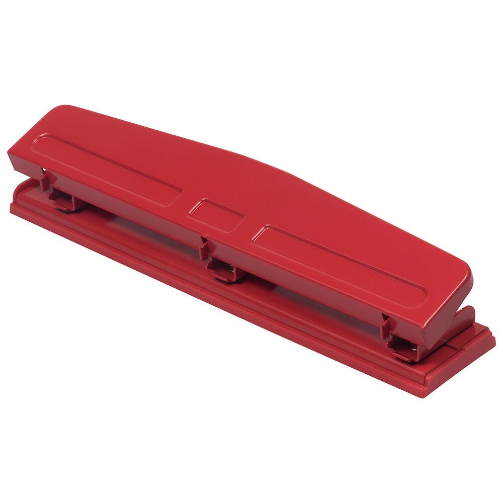 JAM Paper Metal 3 Hole Punch 10 Sheet Capacity Red
