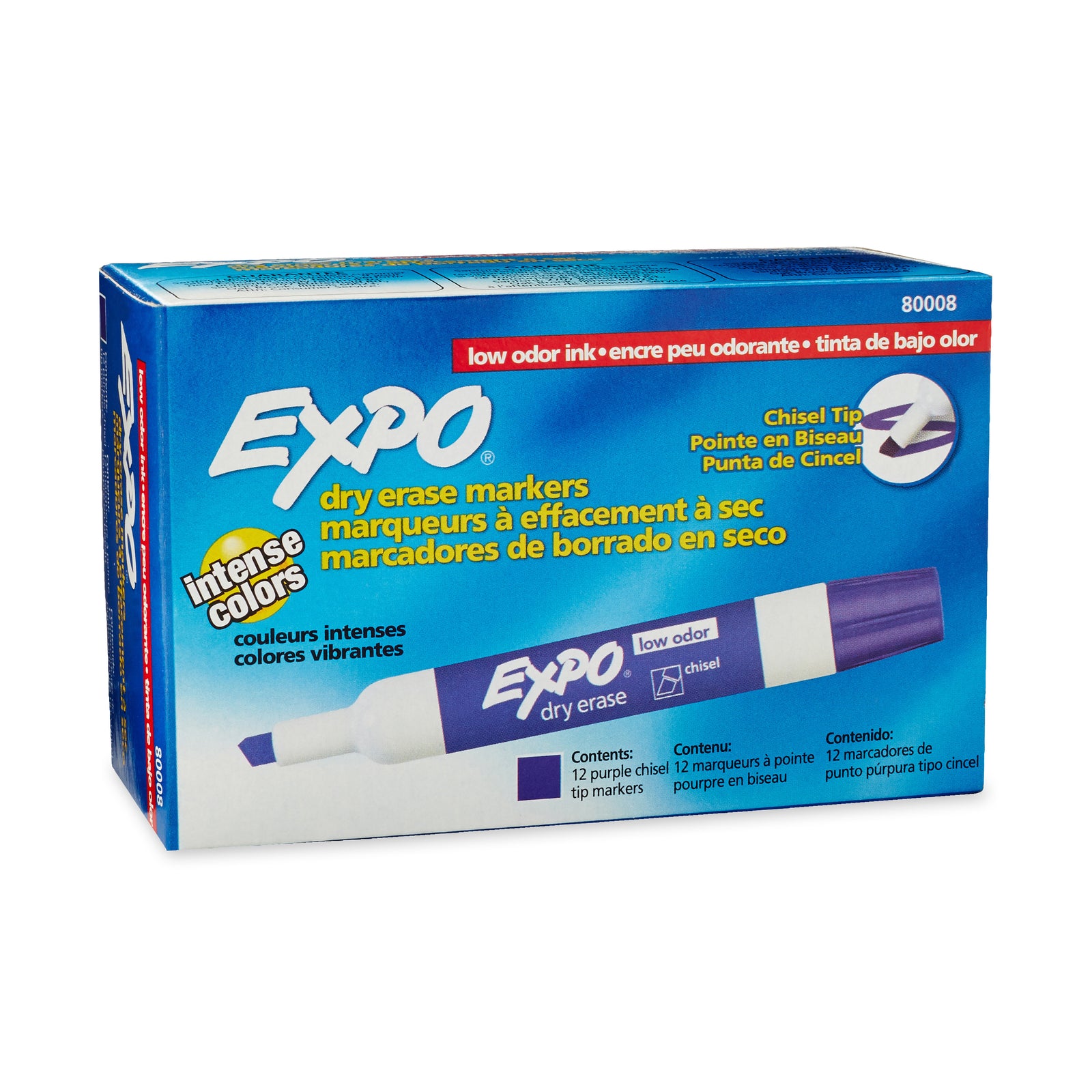 Expo Low Odour Dry Erase Marker Chisel Tip Purple 12 Pack