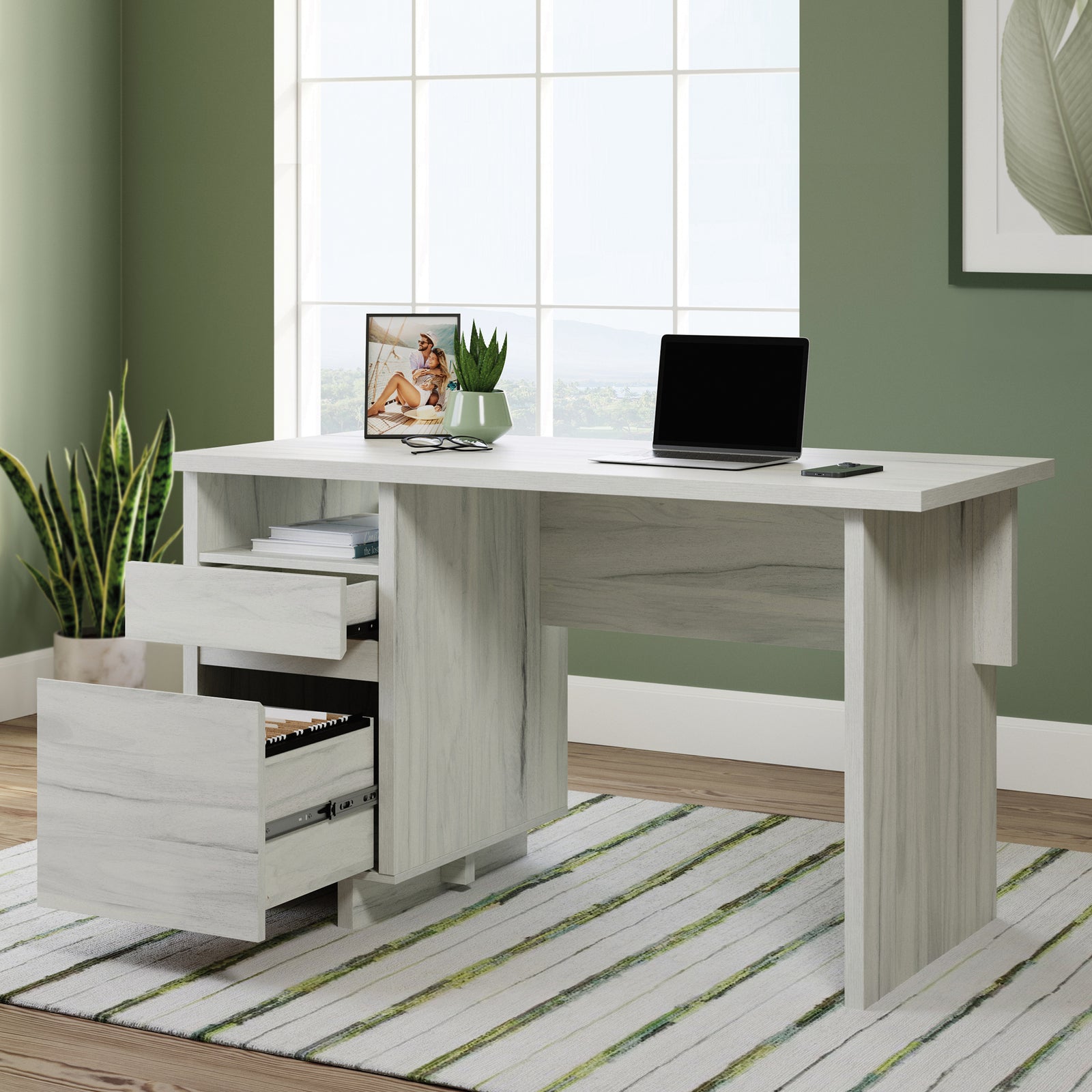 Sauder 52"W Porto Palma Desk Haze Acacia