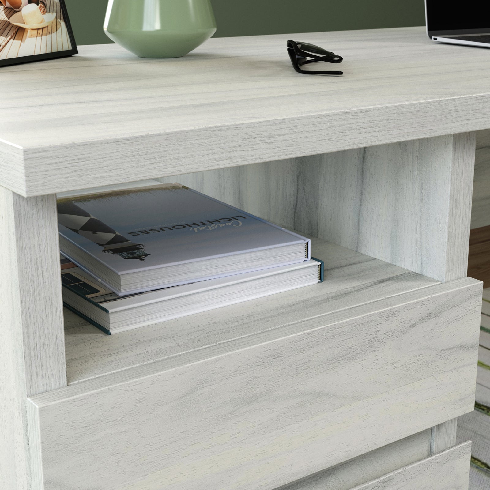 Sauder 52"W Porto Palma Desk Haze Acacia