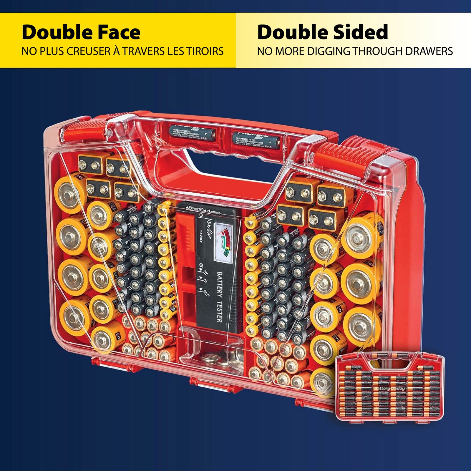 Battery Daddy 180 Battery Organizer With Tester and Storage Case
