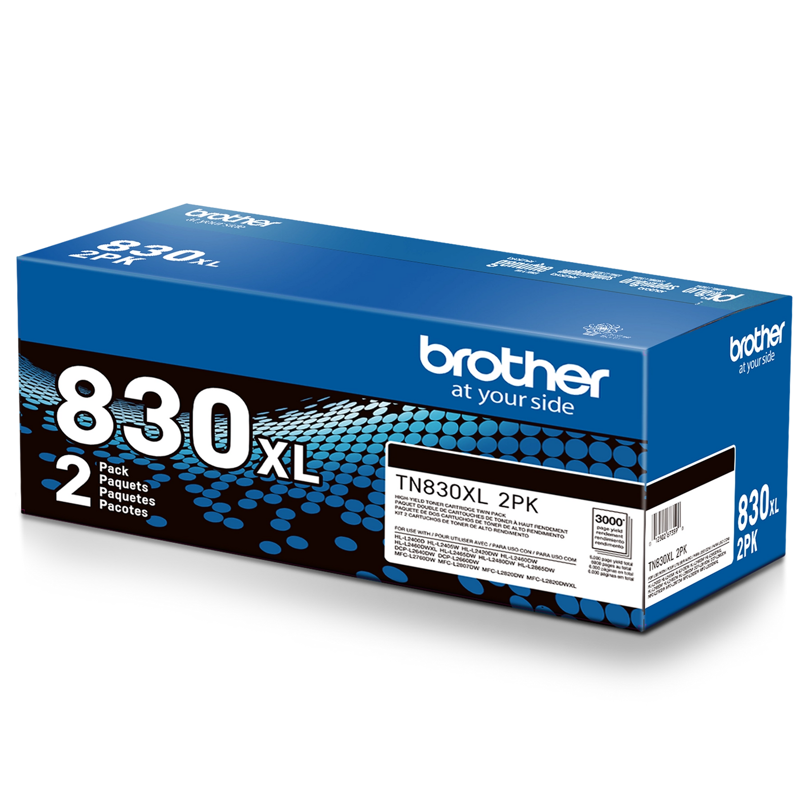 Brother TN830XL High Yield Toner Cartridge Black 2 Pack