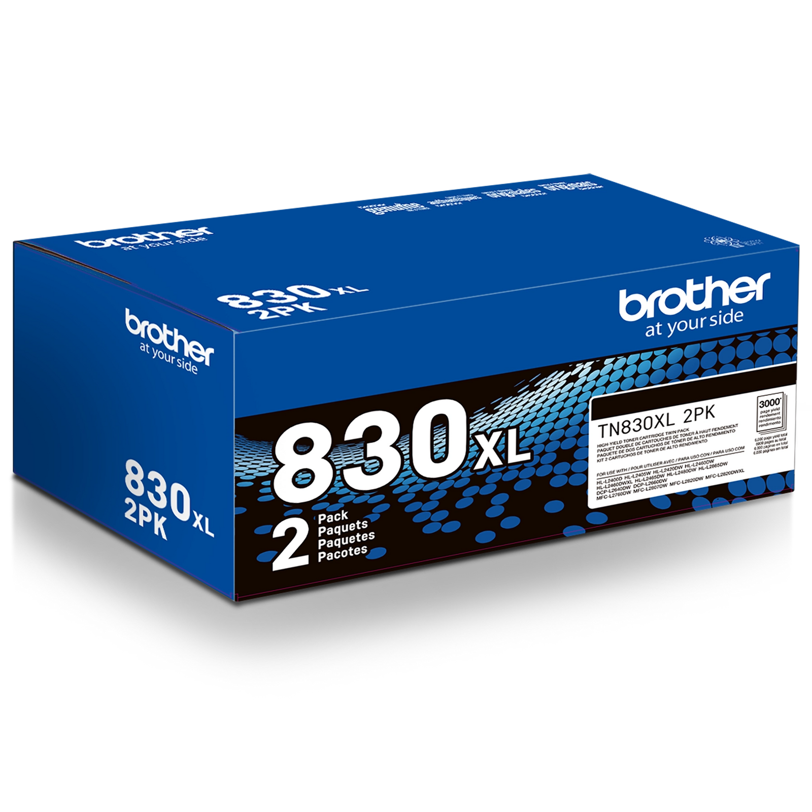 Brother TN830XL High Yield Toner Cartridge Black 2 Pack