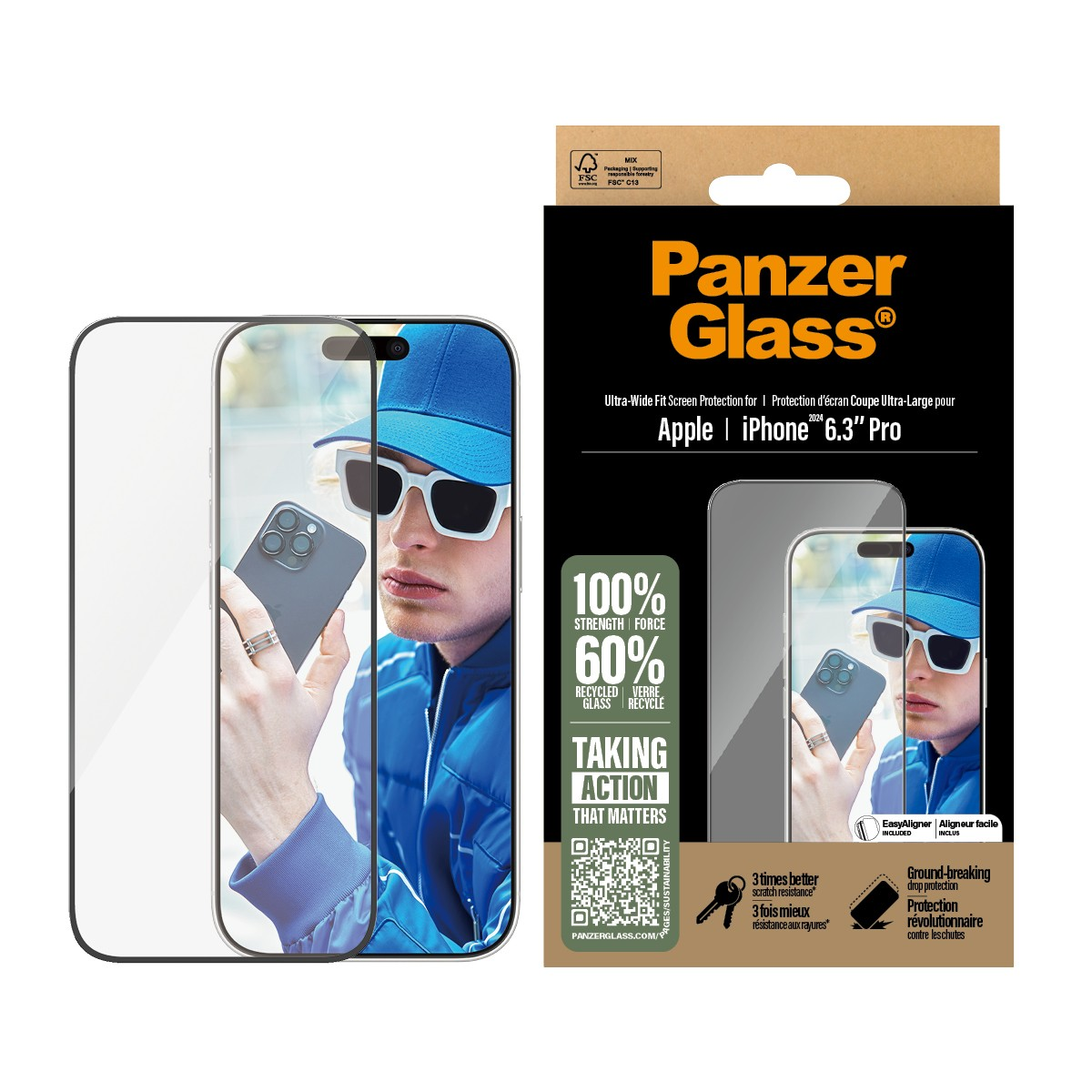 PanzerGlass Ultra-Wide Fit Screen Protector For iPhone 16 Pro Clear