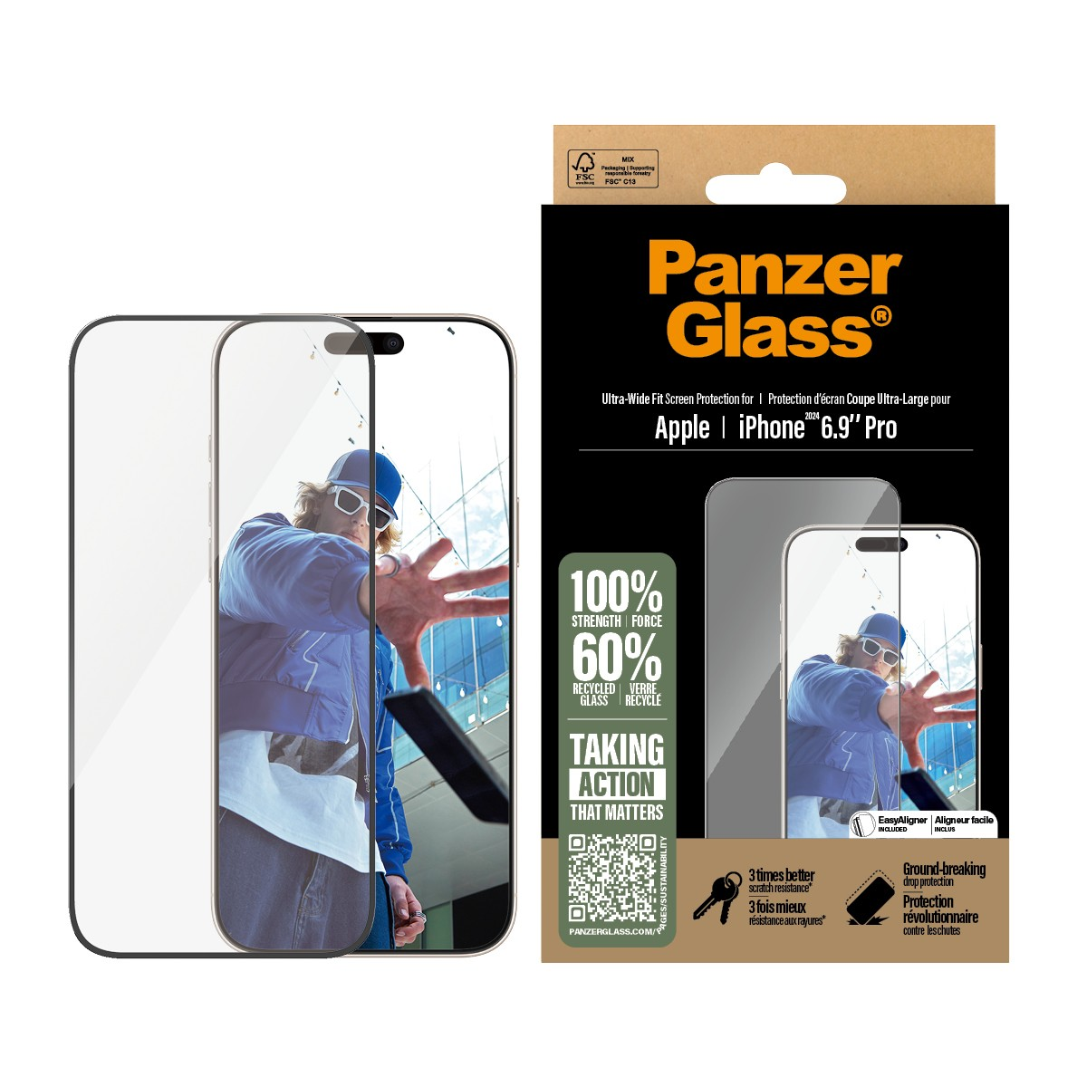 PanzerGlass Ultra-Wide Fit Screen Protector For iPhone 16 Pro Max Clear