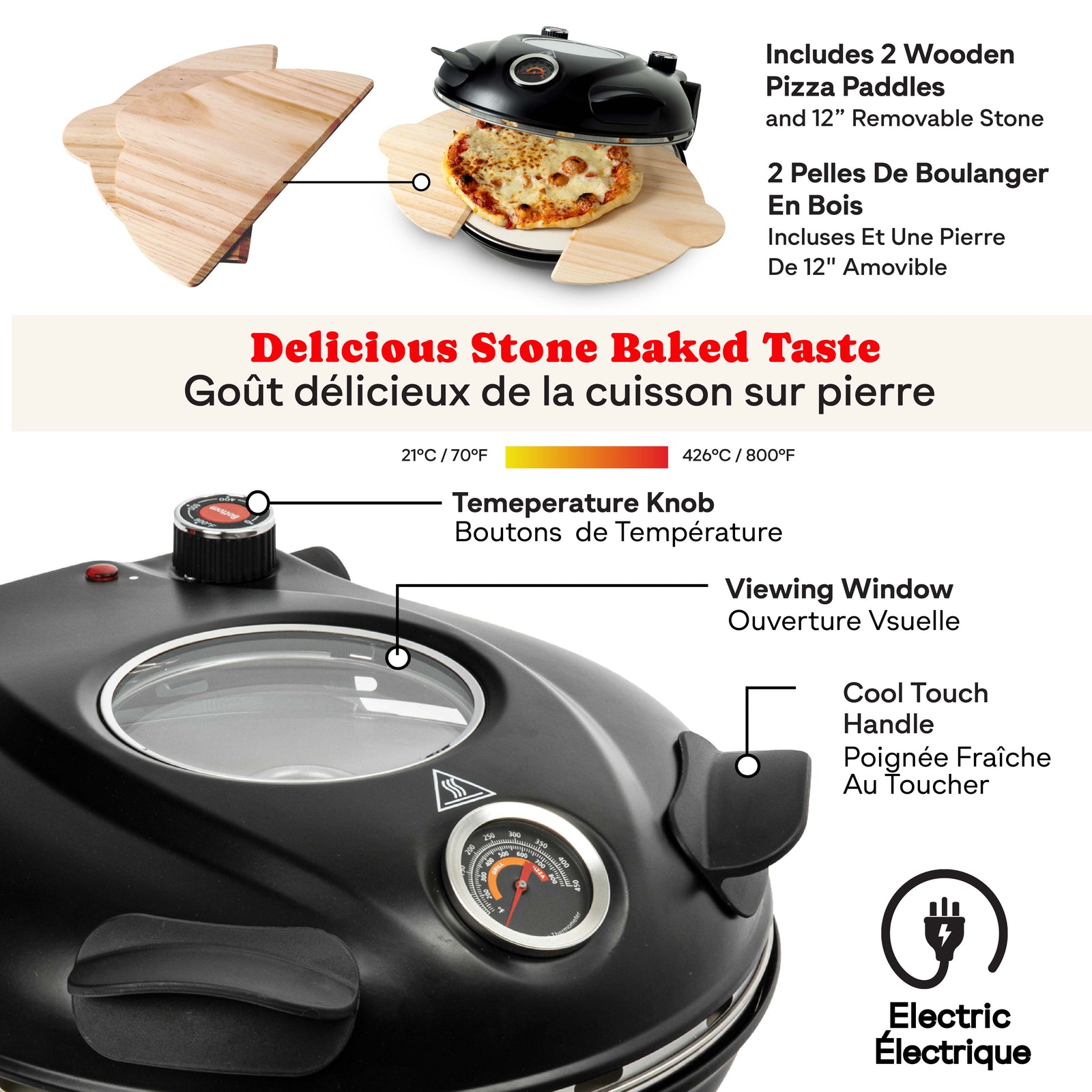 Granitestone Piezano Indoor Pizza Oven with Ceramic Pizza Stone