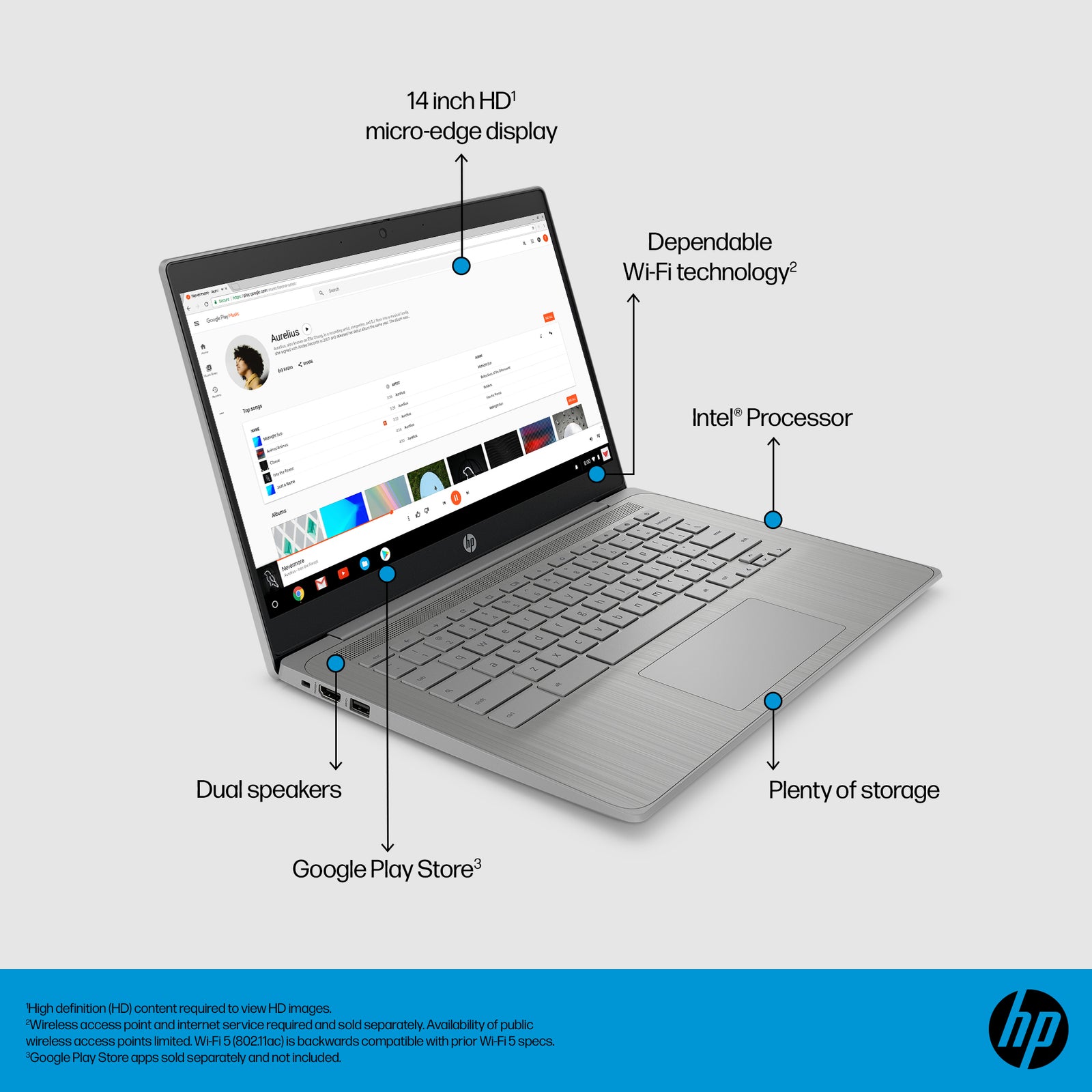HP 14A-NE1007CA 14" Chromebook Grey