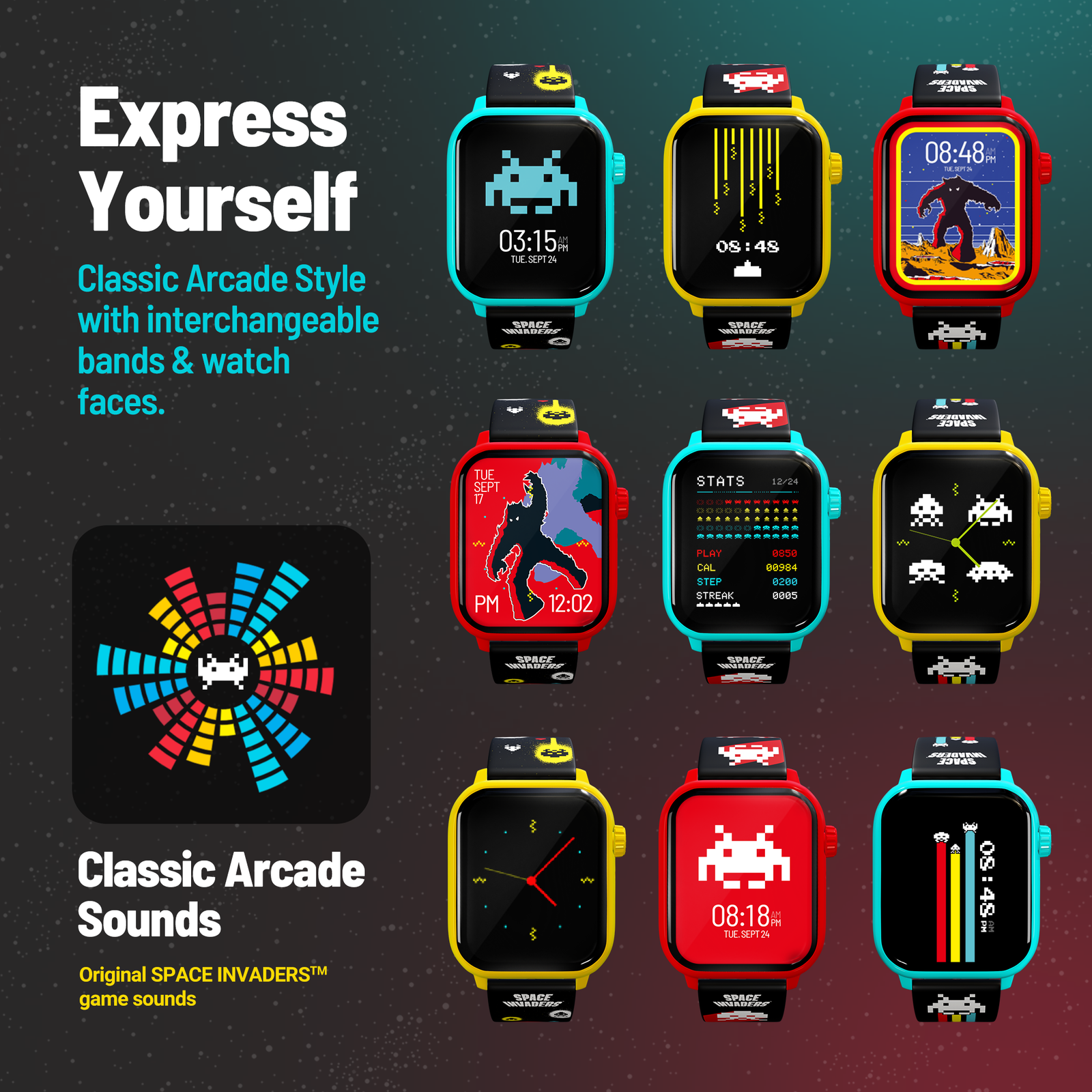 My Play Watch Space Invaders Retro Gaming Smartwatch