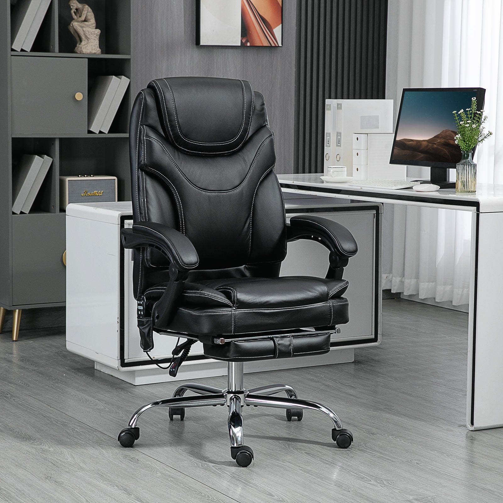 Vinsetto PU Leather Heated Massage Office Chair with Vibration Black