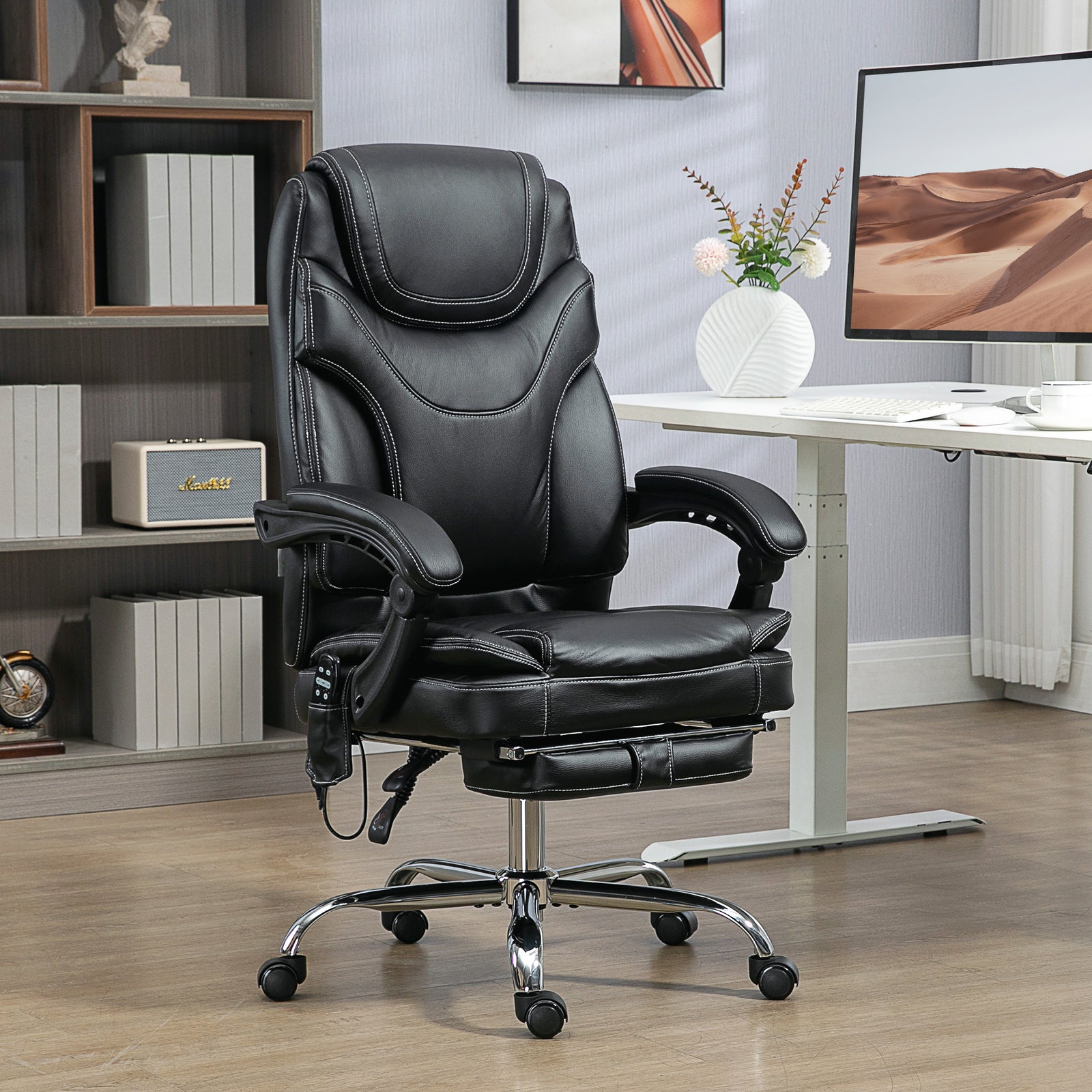 Vinsetto PU Leather Heated Massage Office Chair with Vibration Black