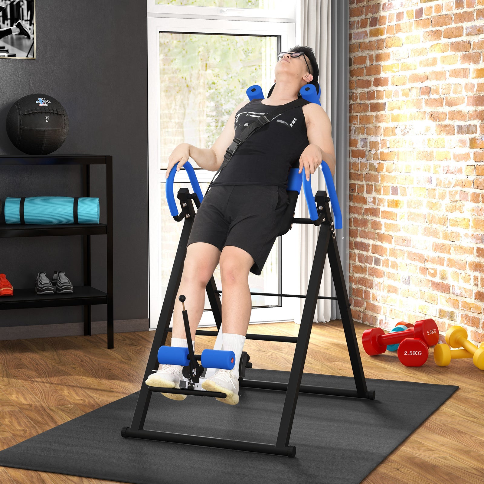 Soozier Folding Inversion Table with Safety Belt 20 40 60 Degree Adjustable