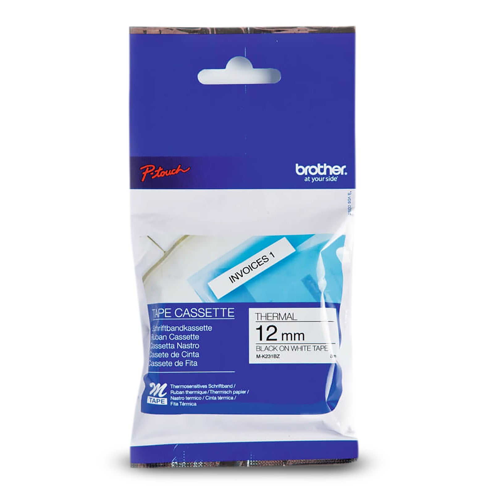 Brother Genuine MK231 Black on White Non Laminated Tape for P touch Label Makers