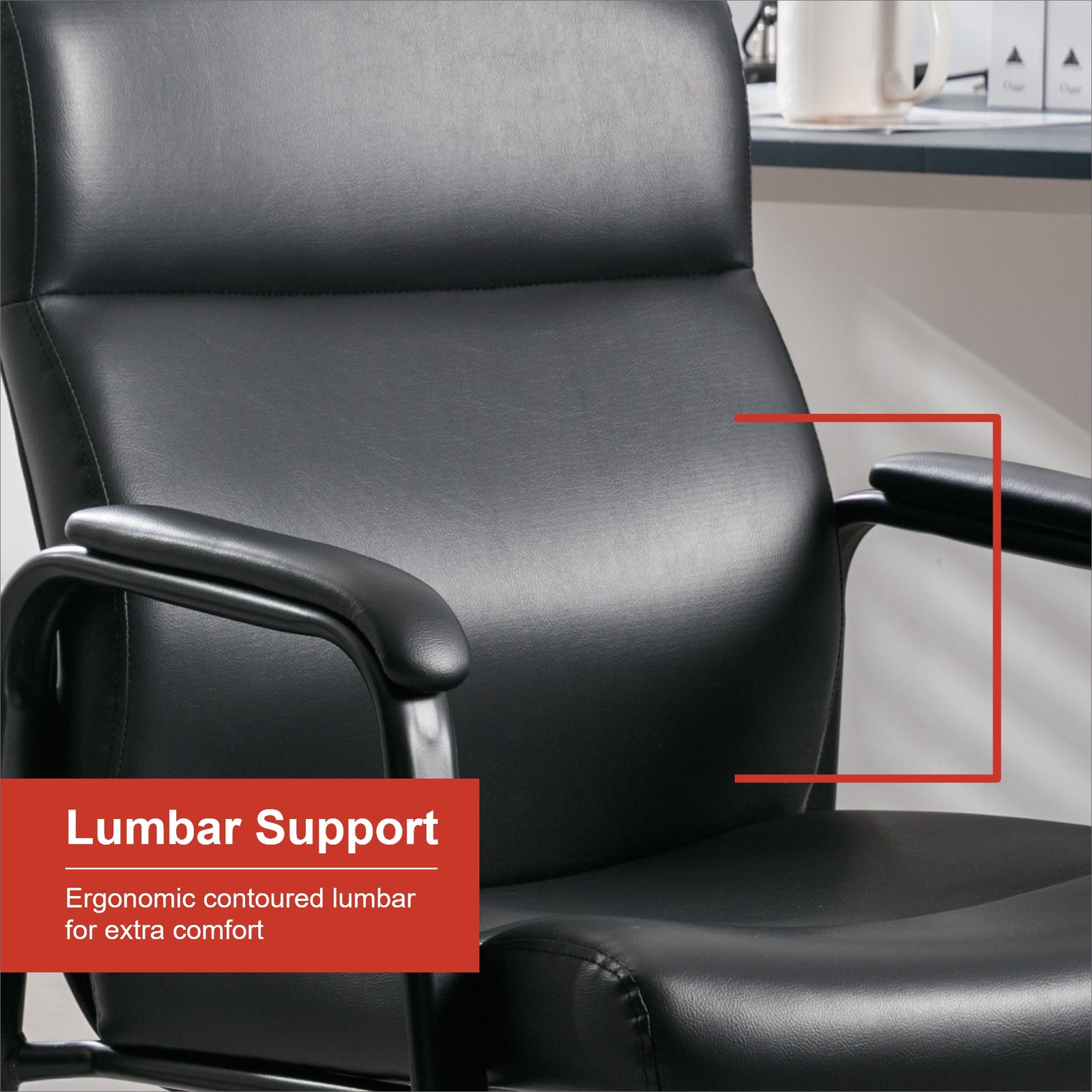 True Innovations Bonded Leather Guest Chair Black