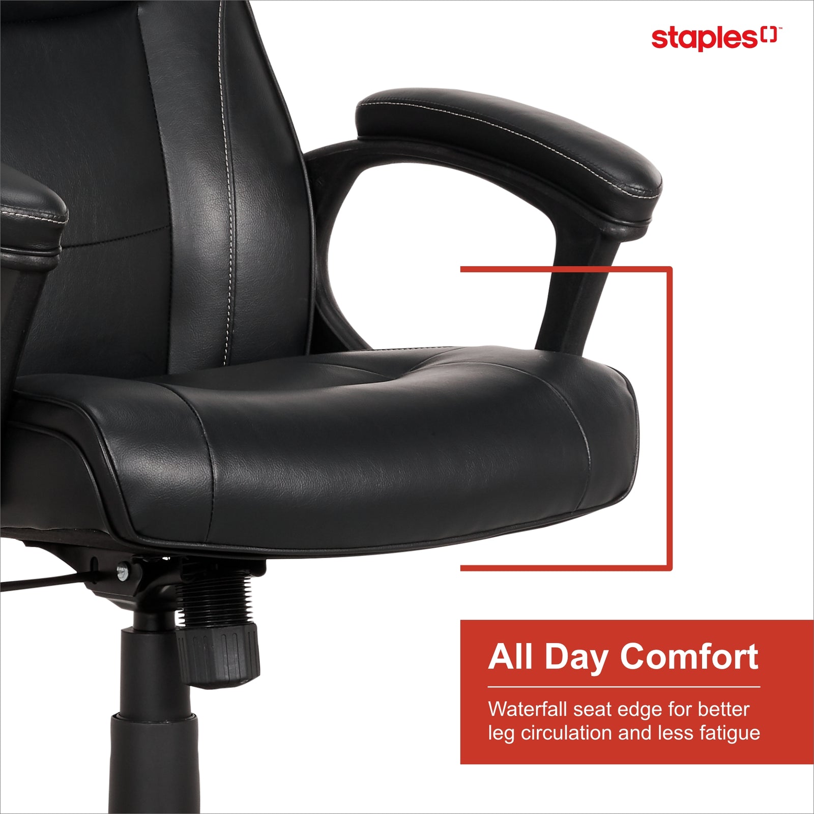 True Innovations Bonded Leather Task Chair Black