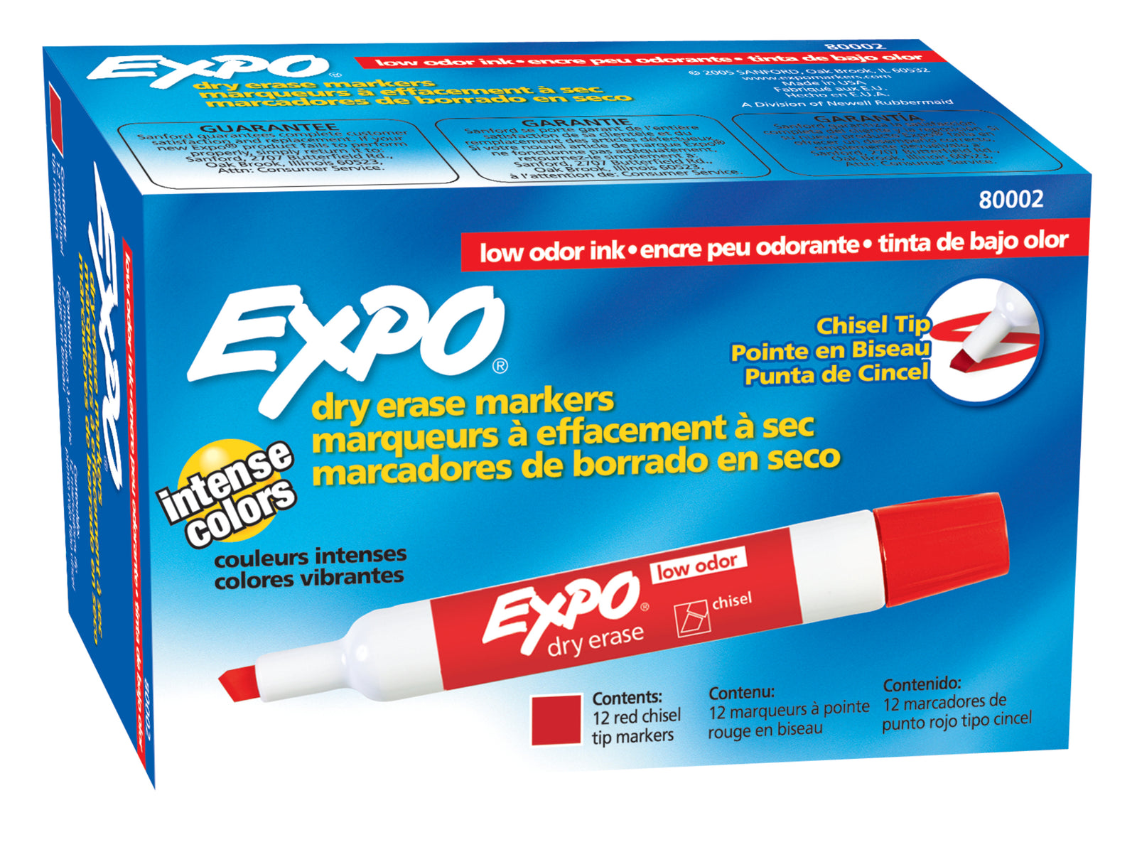 Expo Low Odour Dry Erase Markers Chisel Tip Red 12 Pack