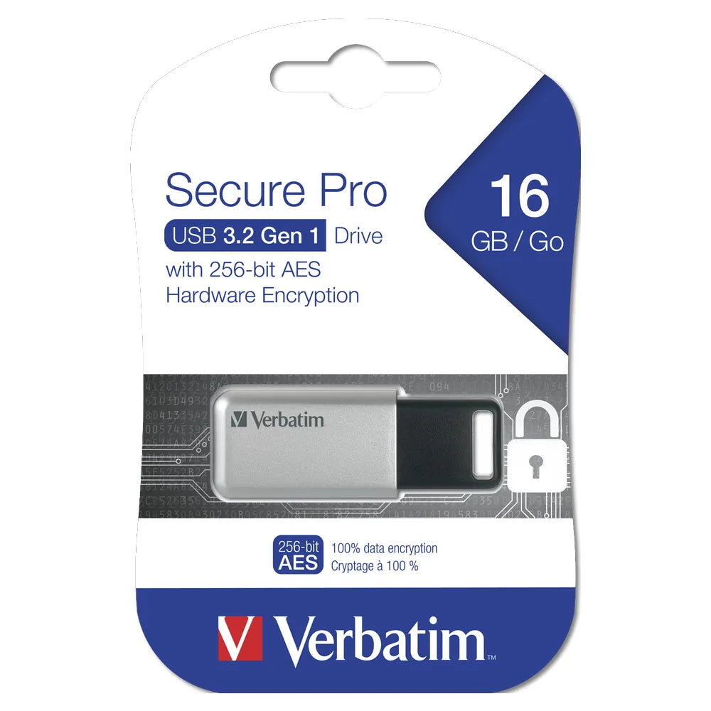 Verbatim Secure Pro 16GB Storage USB 3.0 Flash Drive