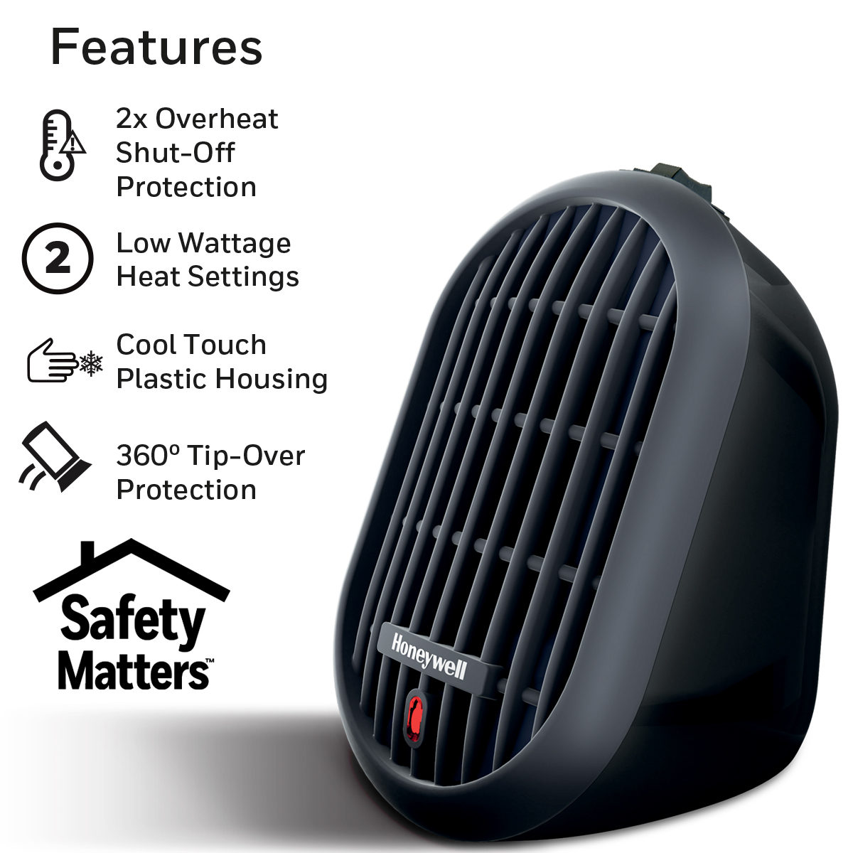 Honeywell HeatBud Black Mini-Ceramic Heater