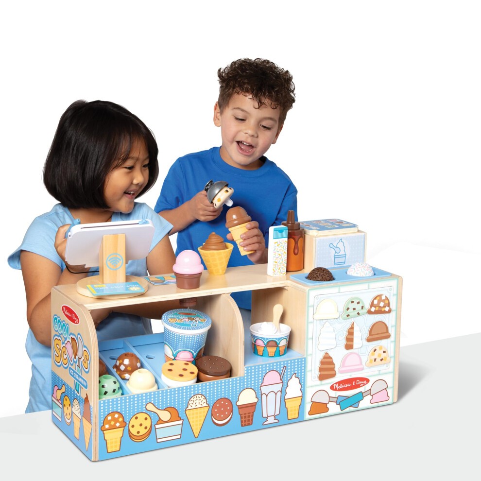Melissa &amp; Doug Wooden Cool Scoops Ice Creamery Play Set
