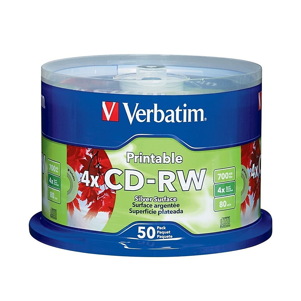 Verbatim DataLifePlus 700MB 4x-12x CD-RW Silver Surface 50 Pack Spindle