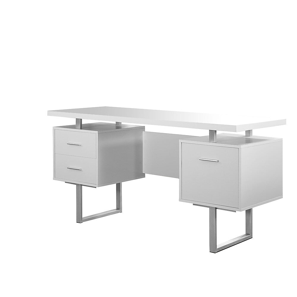 Monarch Specialties 7081 60" Computer Desk  White/Silver Metal