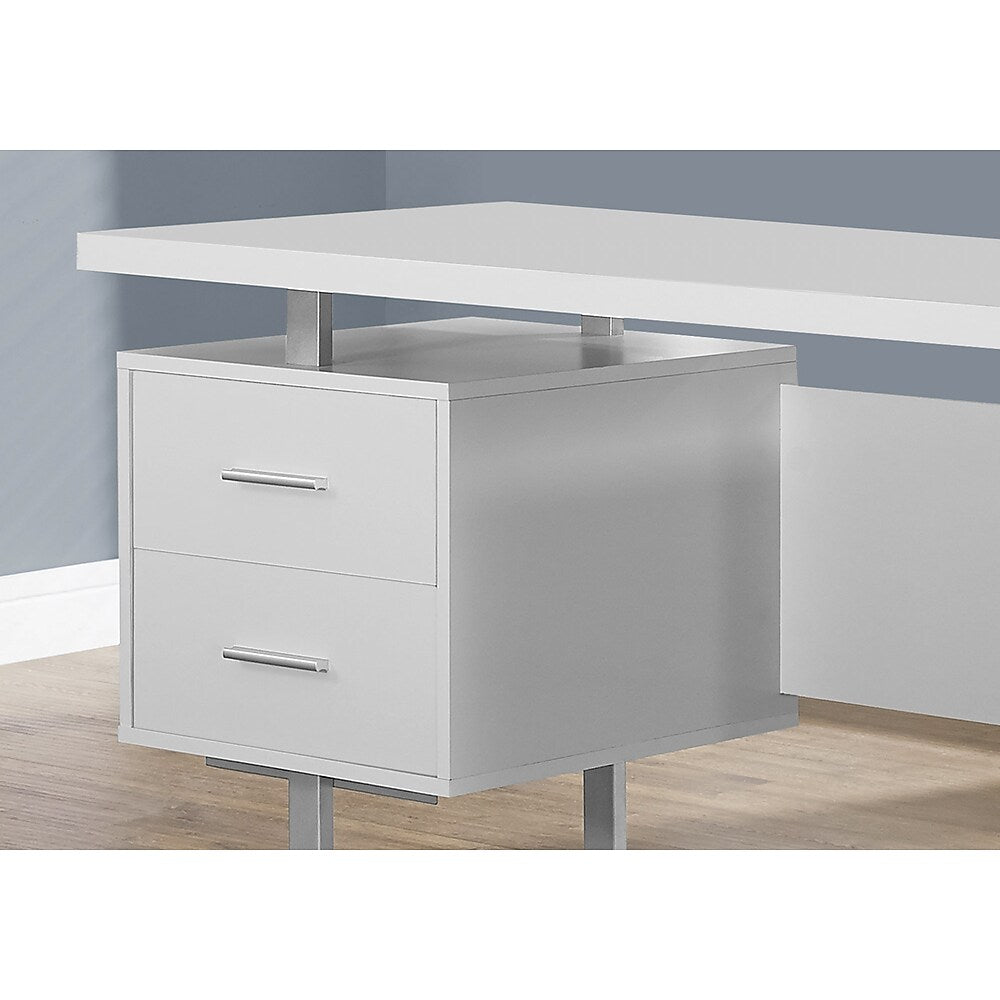 Monarch Specialties 7081 60" Computer Desk  White/Silver Metal