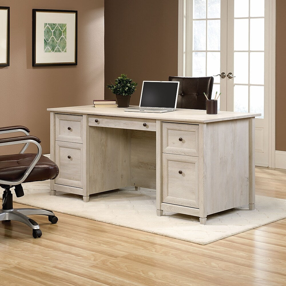Sauder 65"W Edge Water Executive Desk Chalked Chestnut