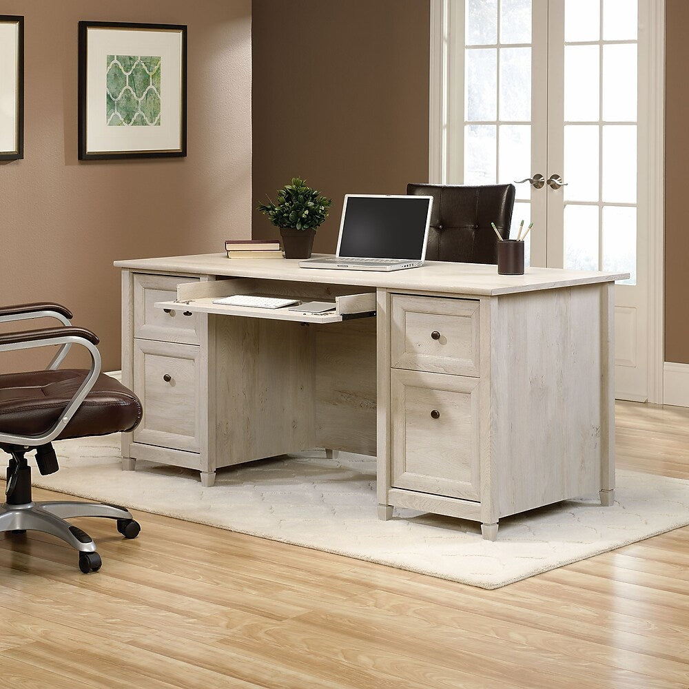 Sauder 65"W Edge Water Executive Desk Chalked Chestnut
