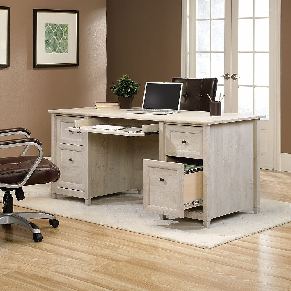 Sauder 65"W Edge Water Executive Desk Chalked Chestnut