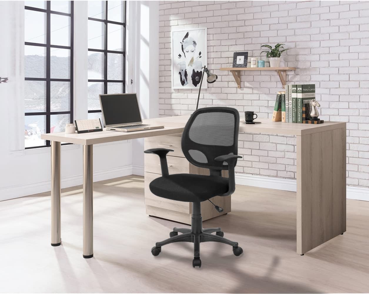 Nicer Furniture Mid-Back Black Mesh Chair