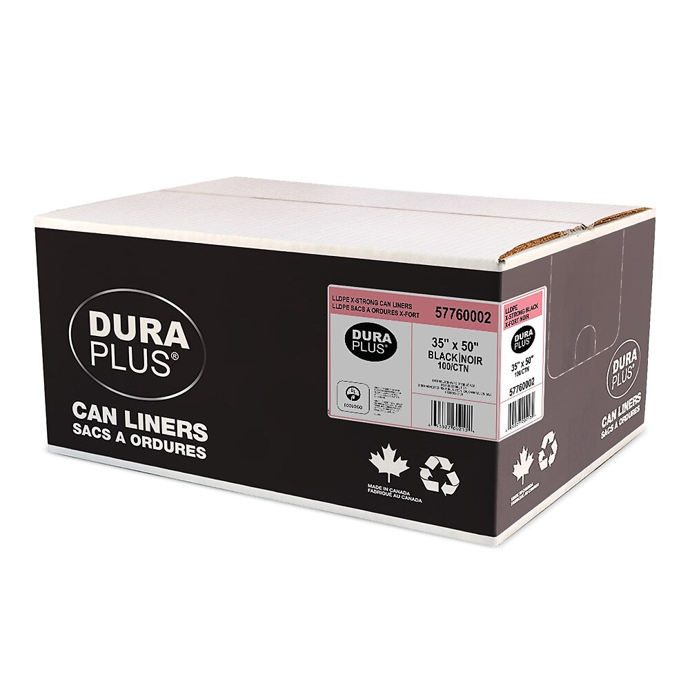 DuraPlus LLDPE 35" x 50" X Strong Can Liner Black 100 Pack