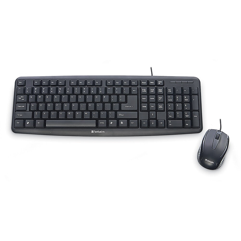 Verbatim Slimline Black Corded USB Keyboard and Mouse