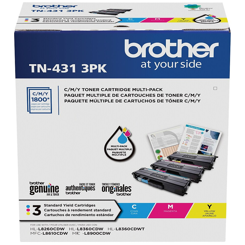 Brother TN431 Standard Yield Colour Toner Cartridges 3 Pack