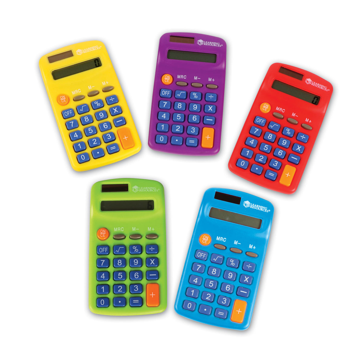 Learning Resources Rainbow Calculators Solar Powered Set of 10